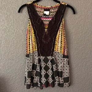Anthropologie Meadow Rue Mirela Embroidered Top XS